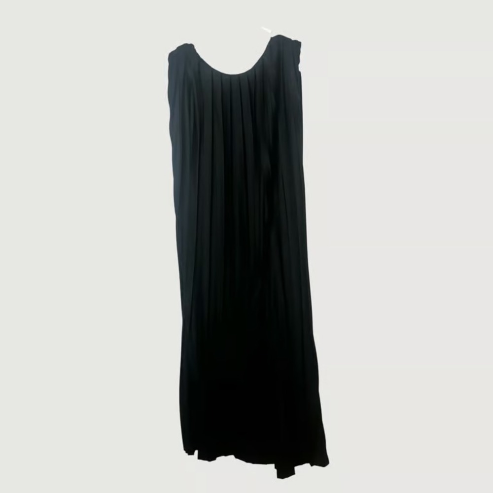Zara Black Pleated Backless Midi Shift Dress Size Small